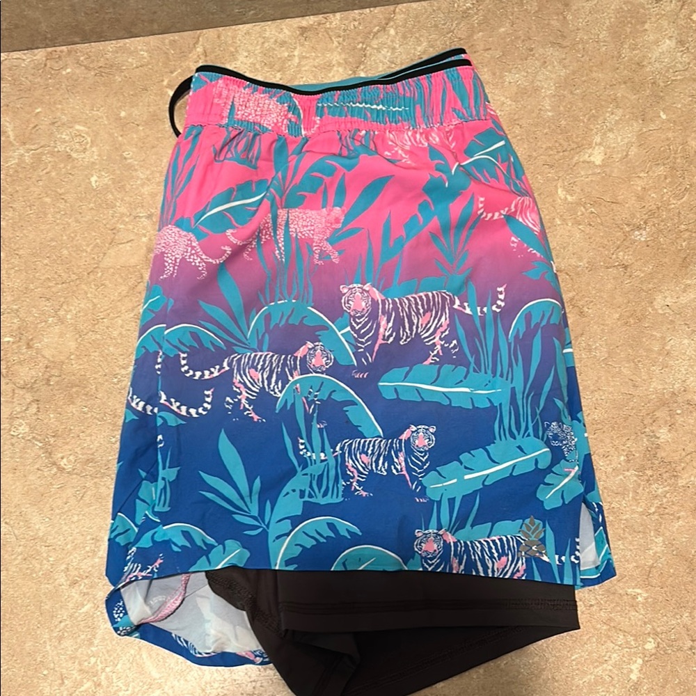 Vibrant Pink and Blue Tiger Print Skirt